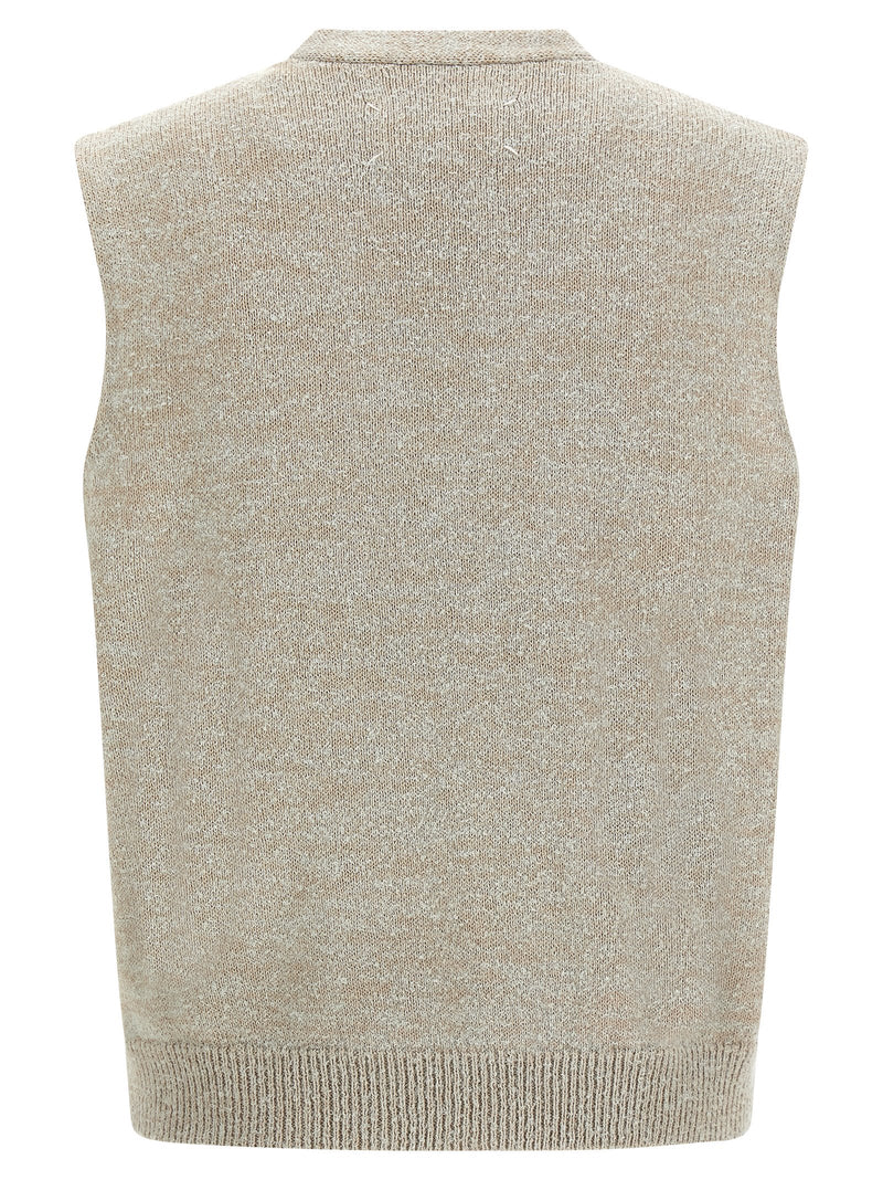 Maison Margiela Beige Cotton Sleeveles Sweater