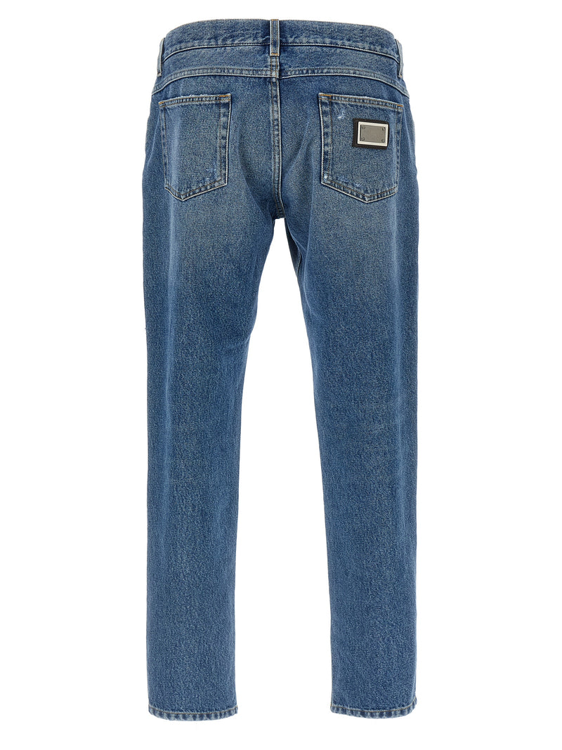 Dolce & Gabbana Blue Cotton Straight-Leg Jeans