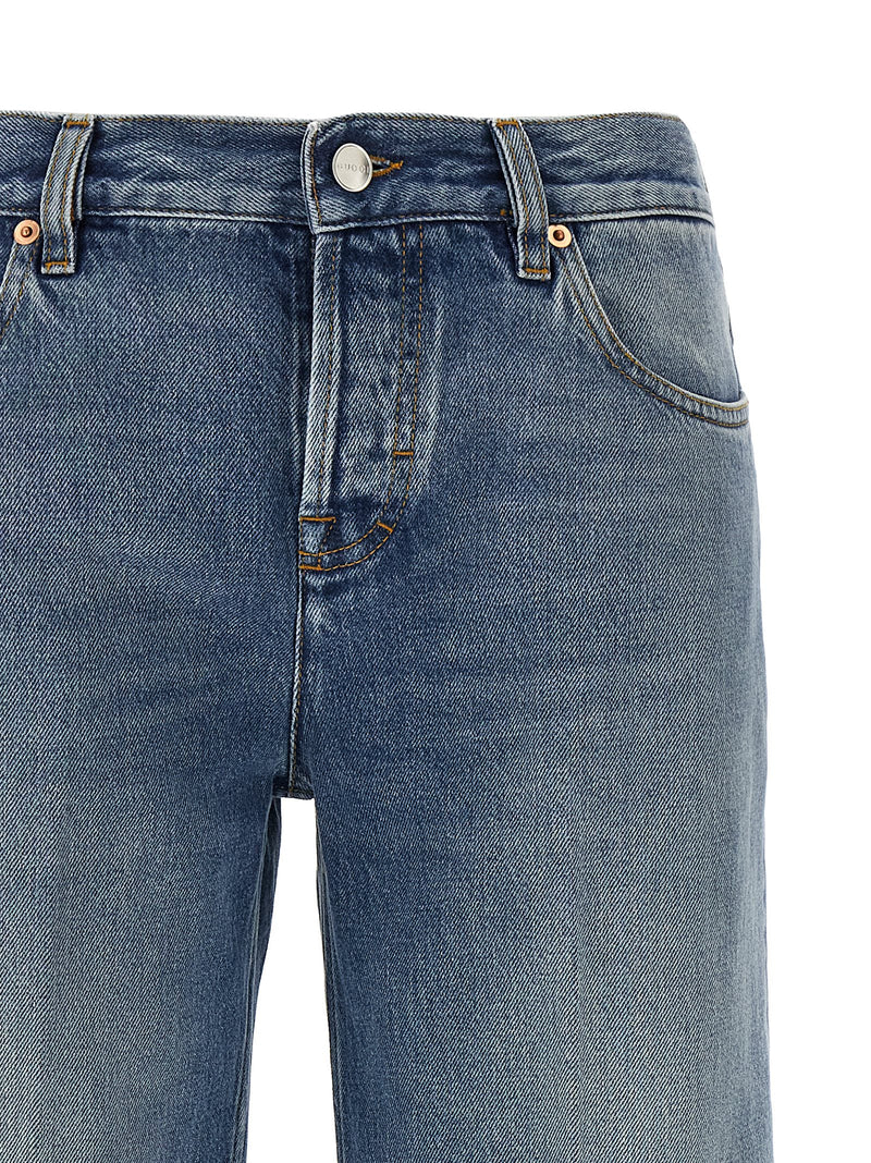 Gucci Blue Cotton Straight-Leg Jeans