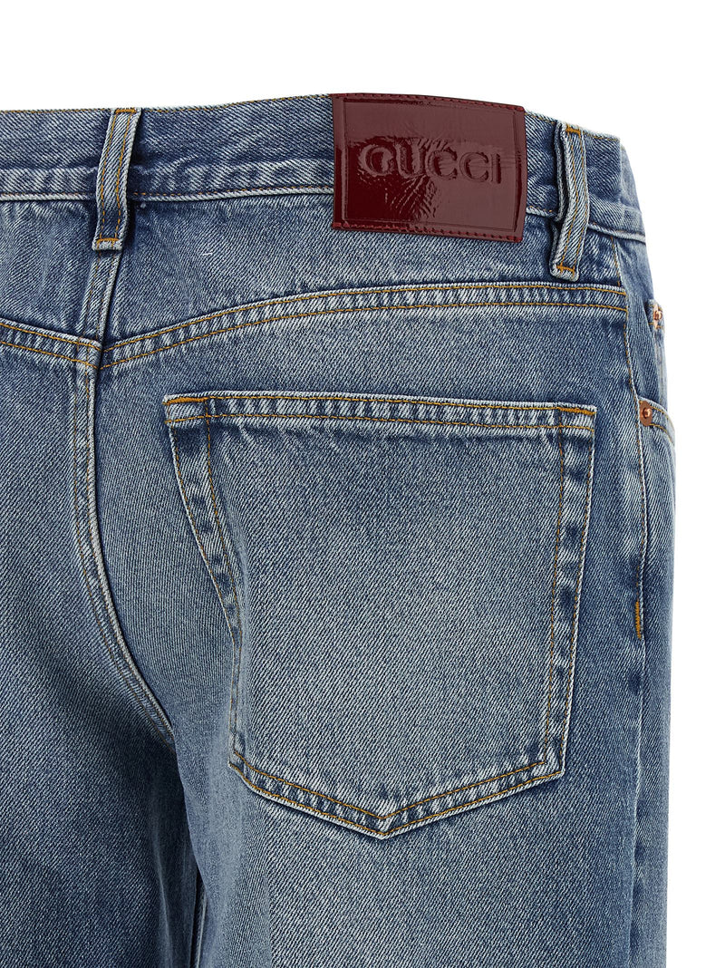 Gucci Blue Cotton Straight-Leg Jeans