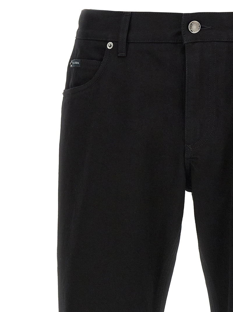 Dolce & Gabbana Black Cotton Straight-Leg Jeans