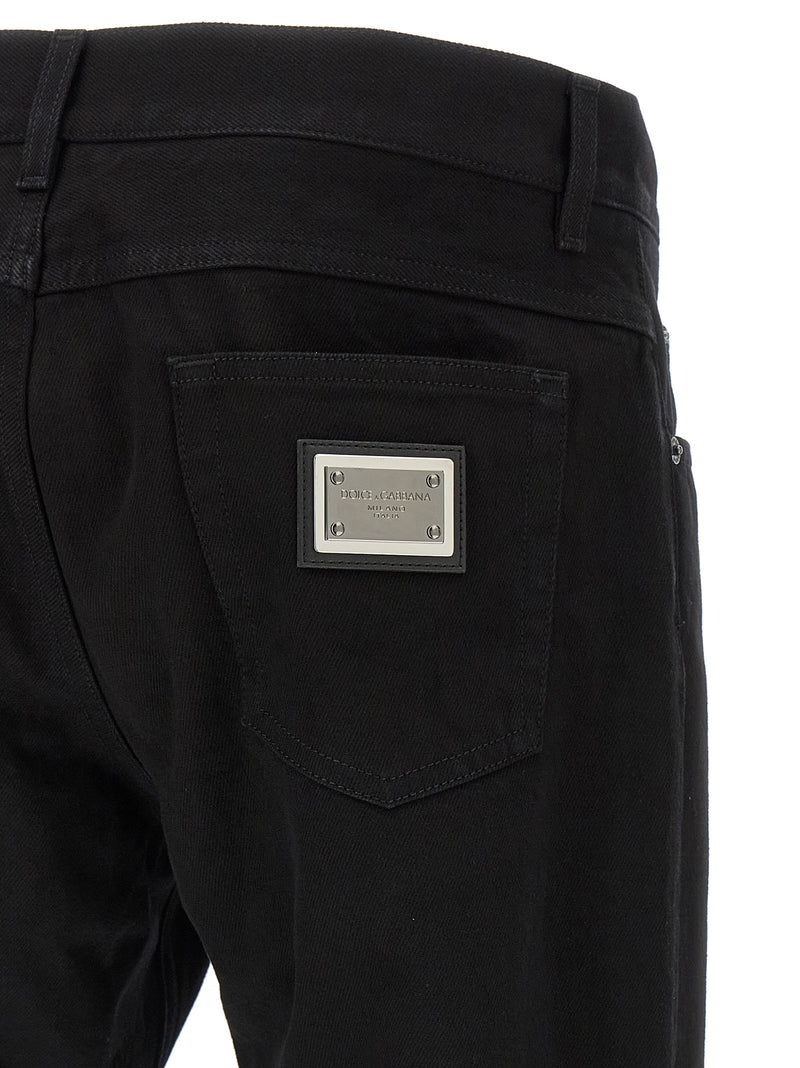 Dolce & Gabbana Black Cotton Straight-Leg Jeans