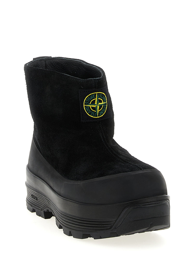 Stone Island Black Rubber Ankle Boots
