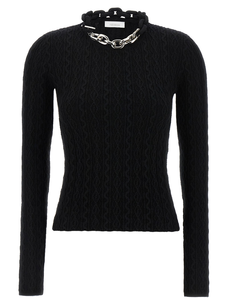 Paco Rabanne Black Wool Cardigan