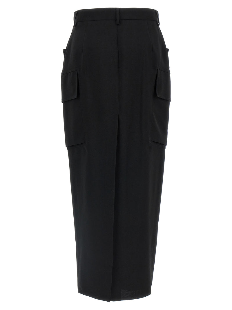 Rick Owens Black Wool Midi Skirt