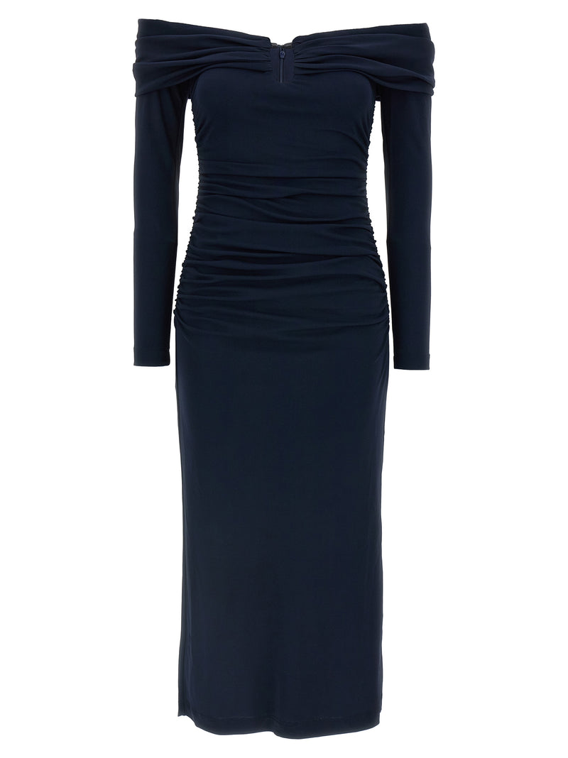Carolina Herrera Blue Marabou Midi Dress