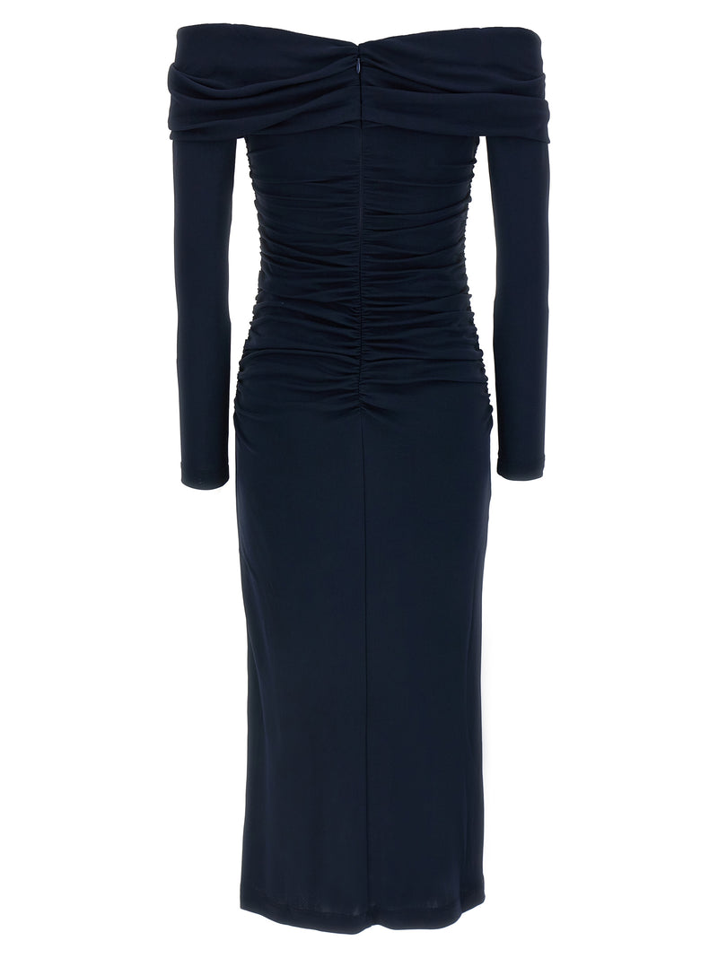 Carolina Herrera Blue Marabou Midi Dress