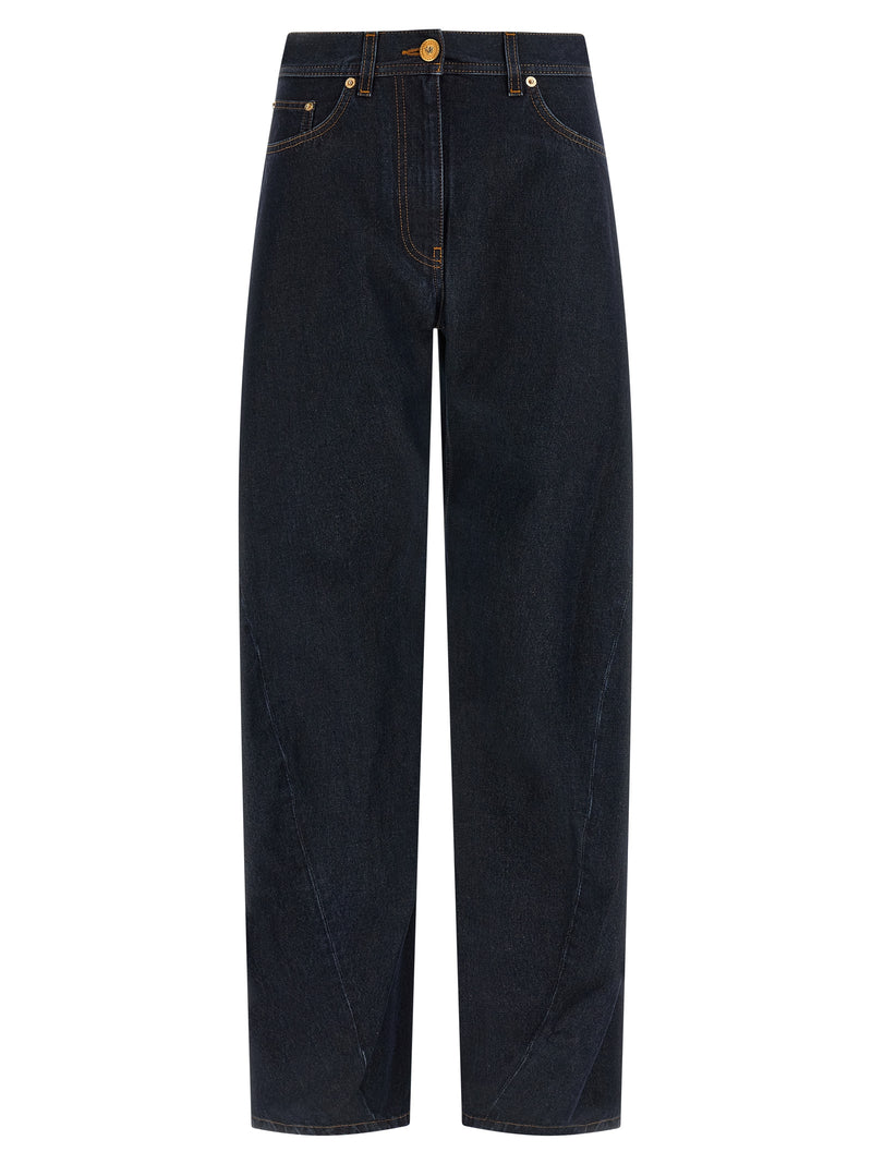 Versace Blue Cotton High-Waisted Jean