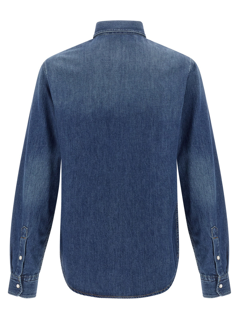 Versace Blue Cotton Blouse