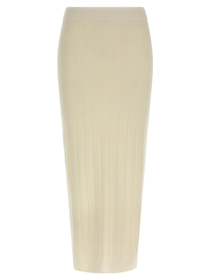 Max Mara White Cashmere Midi Skirt