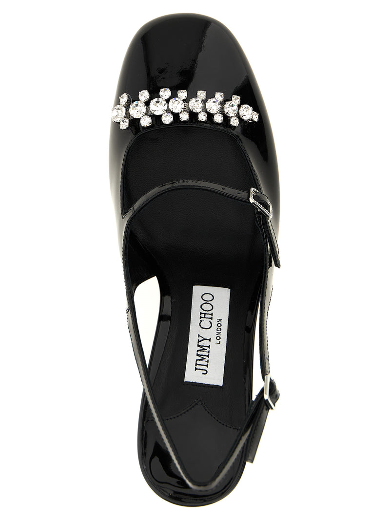 Jimmy Choo Black Leather Mid Heel Pumps