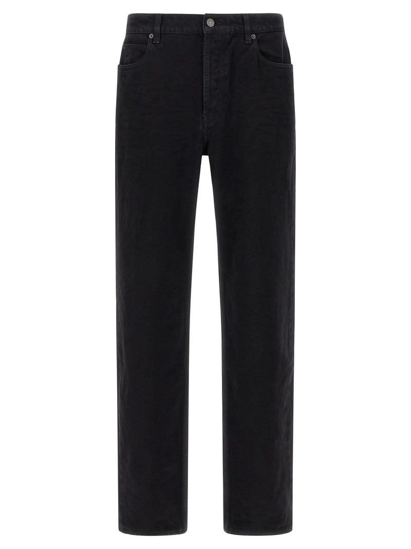 Jeans neri a gamba dritta in cotone Saint Laurent