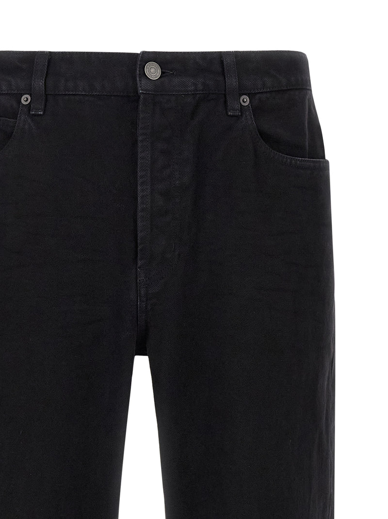 Jeans neri a gamba dritta in cotone Saint Laurent