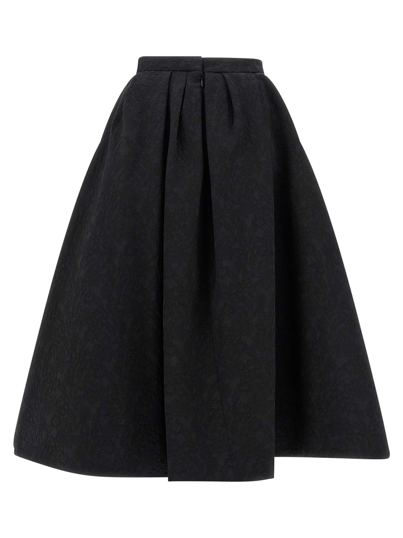 Carolina Herrera Black Cotton Midi Skirt