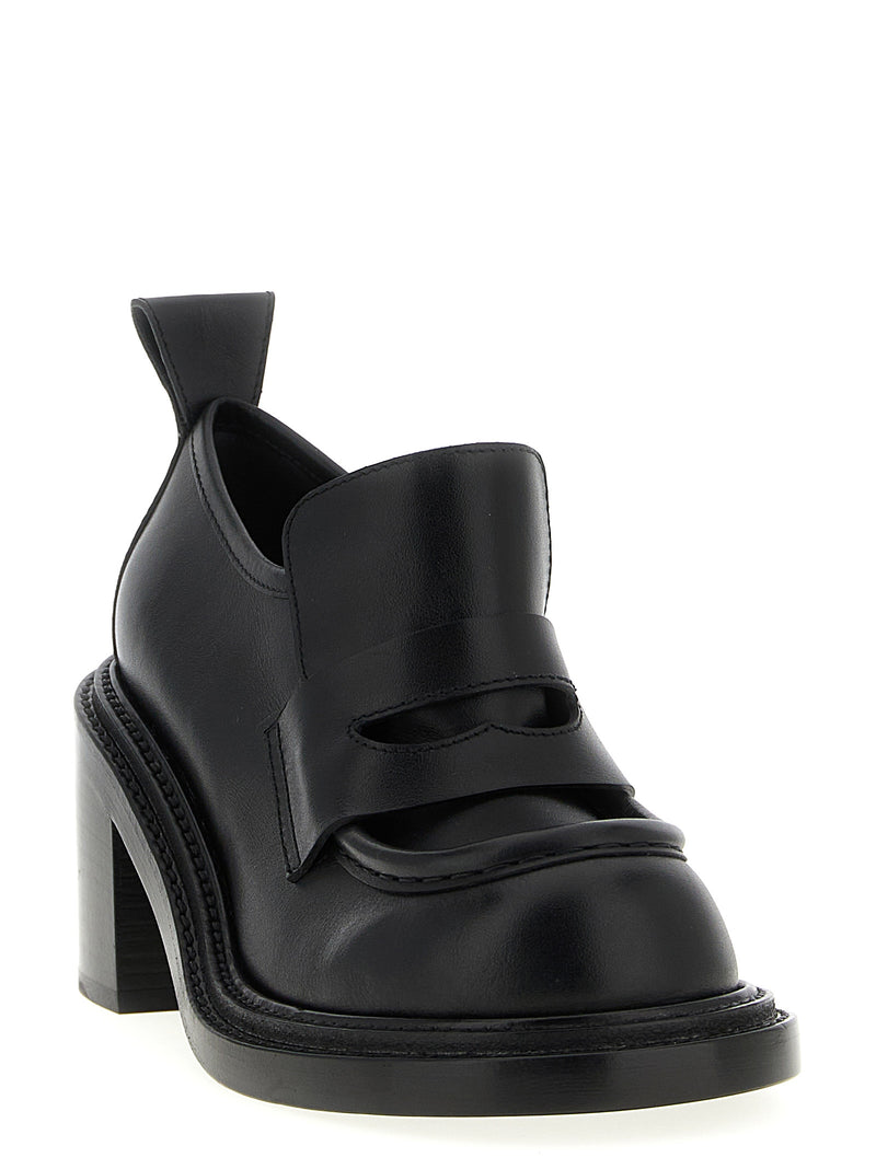 Moschino Black Leather Platform Loafers
