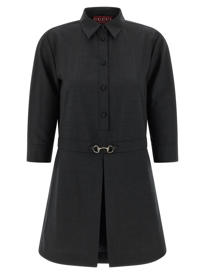Gucci Gray Wool Short Dress