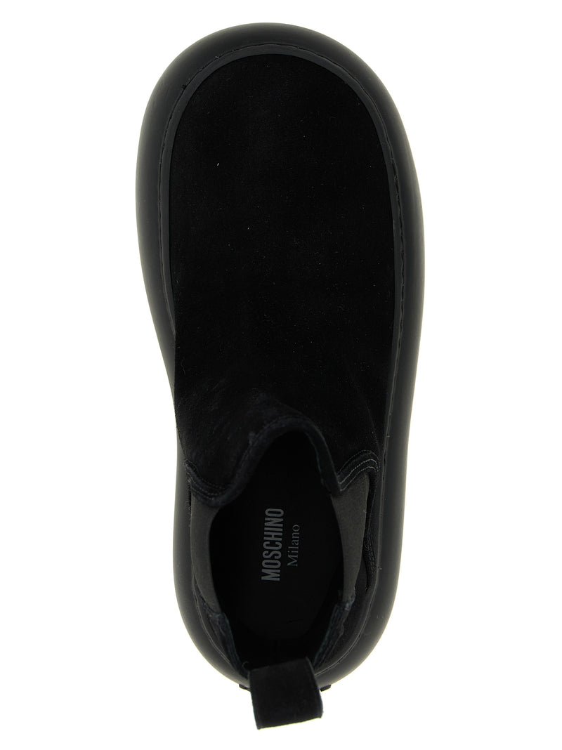 Moschino Black Calfskin Chelsea Boots