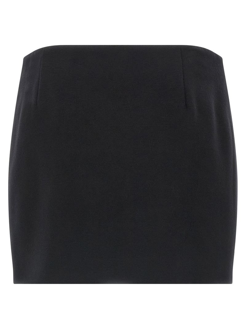 Ferragamo Black Virgin Wool Long Skirt