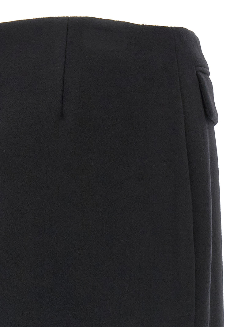 Ferragamo Black Virgin Wool Long Skirt