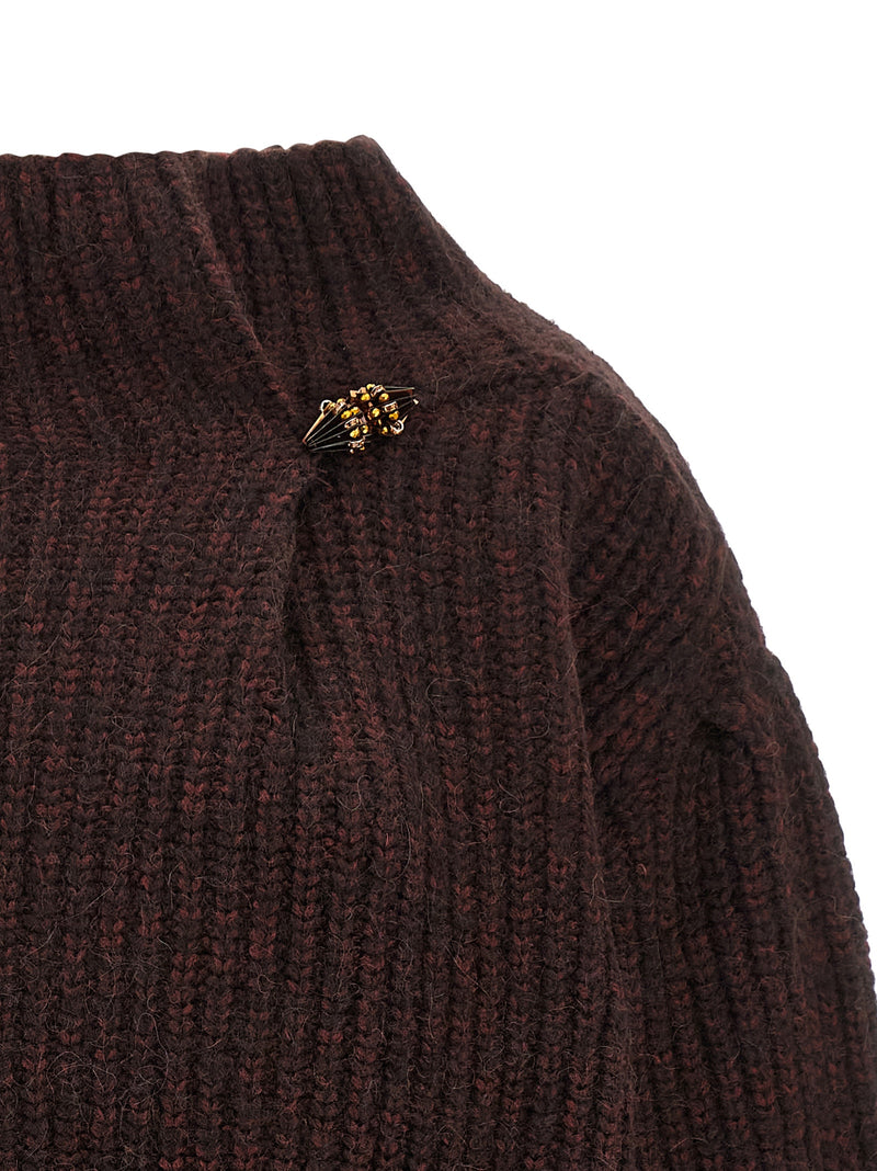 Cardigan en laine bordeaux Dries Van Noten