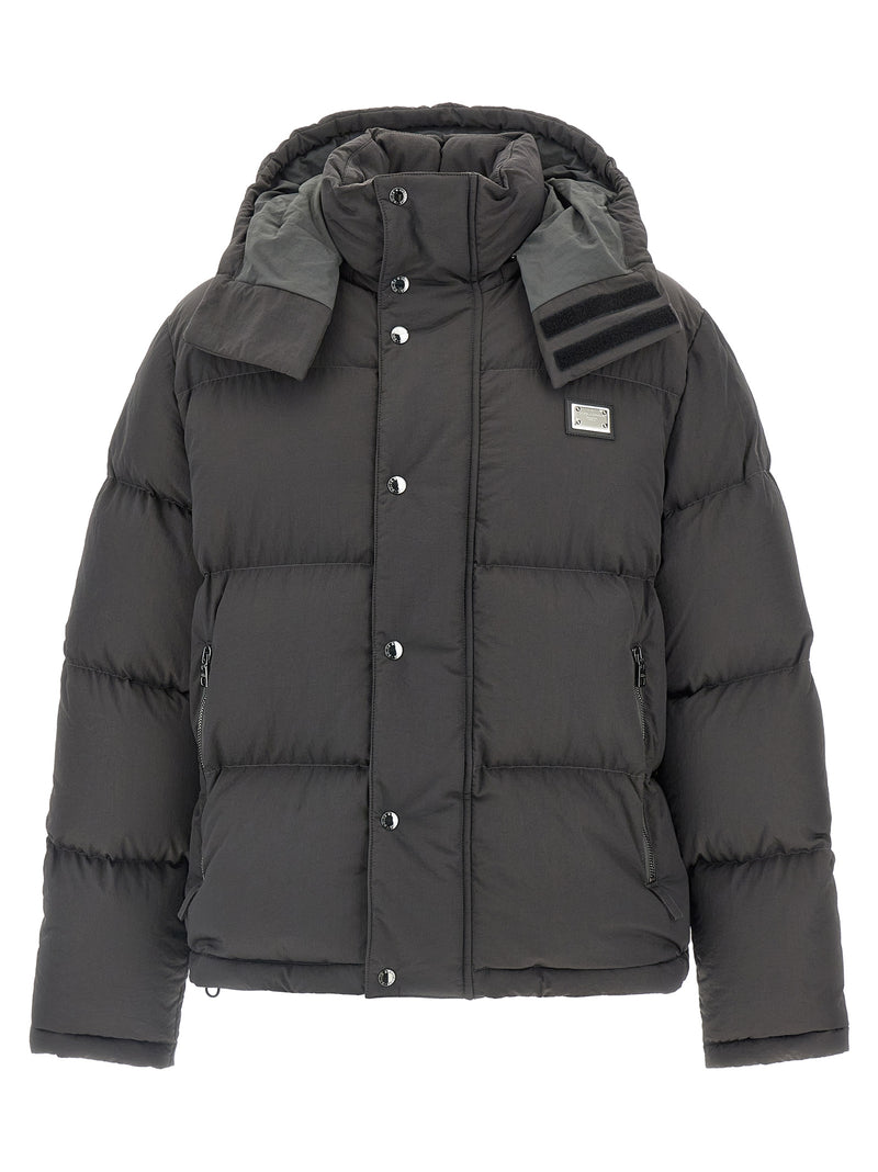 Dolce & Gabbana Gray Polyamide Full-Length Jacket