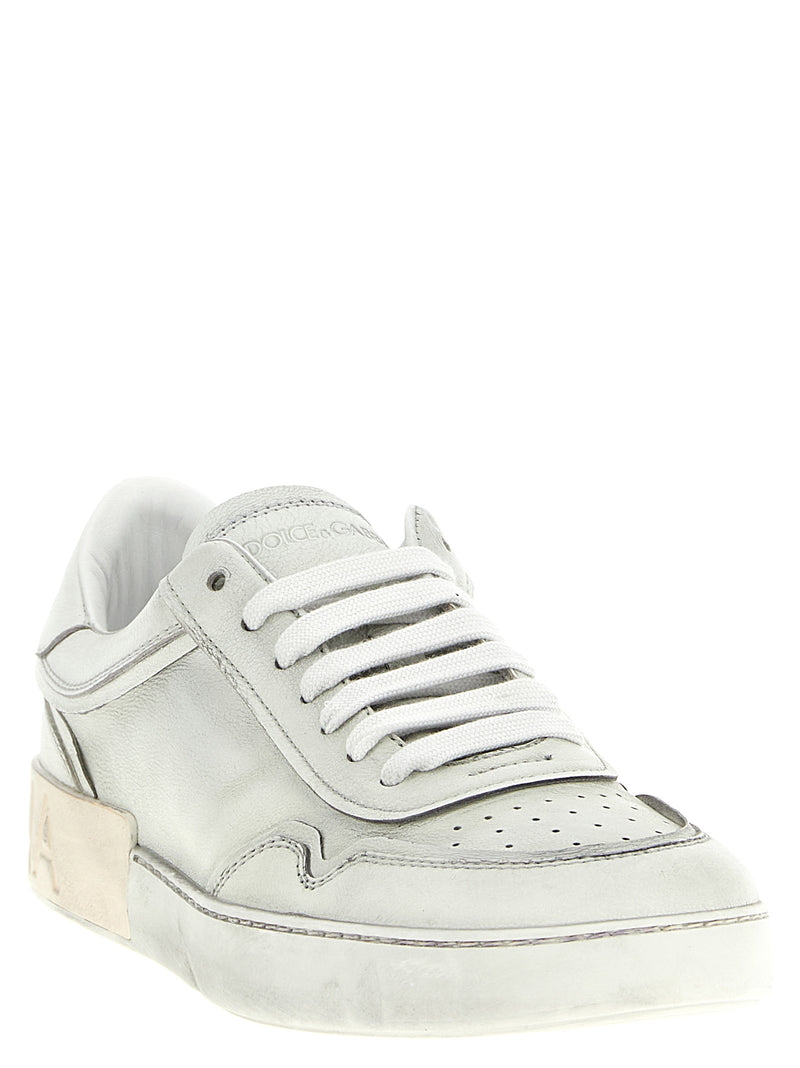 Dolce & Gabbana White Lamb Leather Low Top Sneakers
