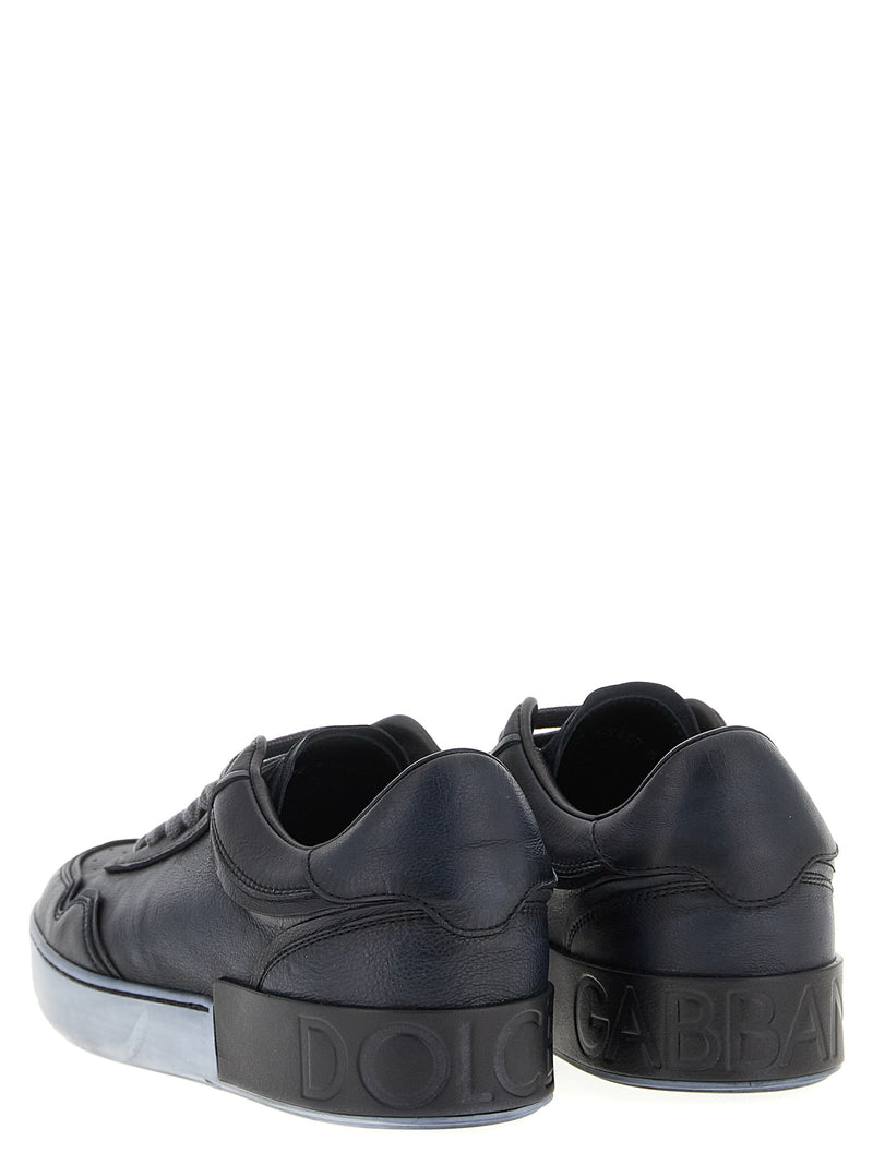 Dolce & Gabbana Black Lamb Leather Low Top Sneakers