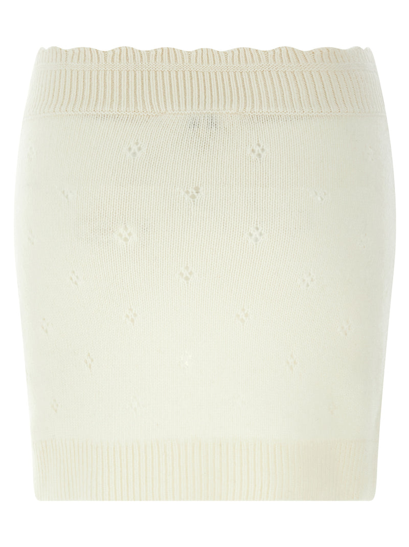Chloé White Wool Long Skirt