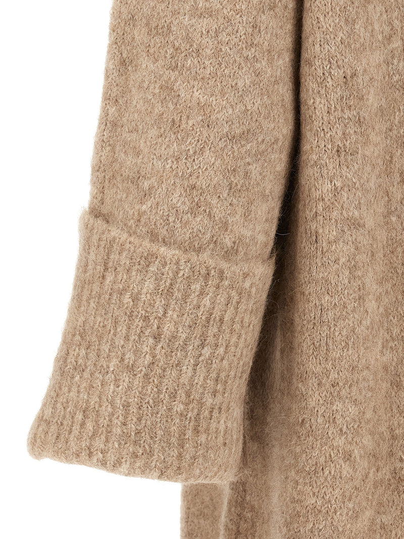 Robe midi en alpaga beige et cuir Entire Studios