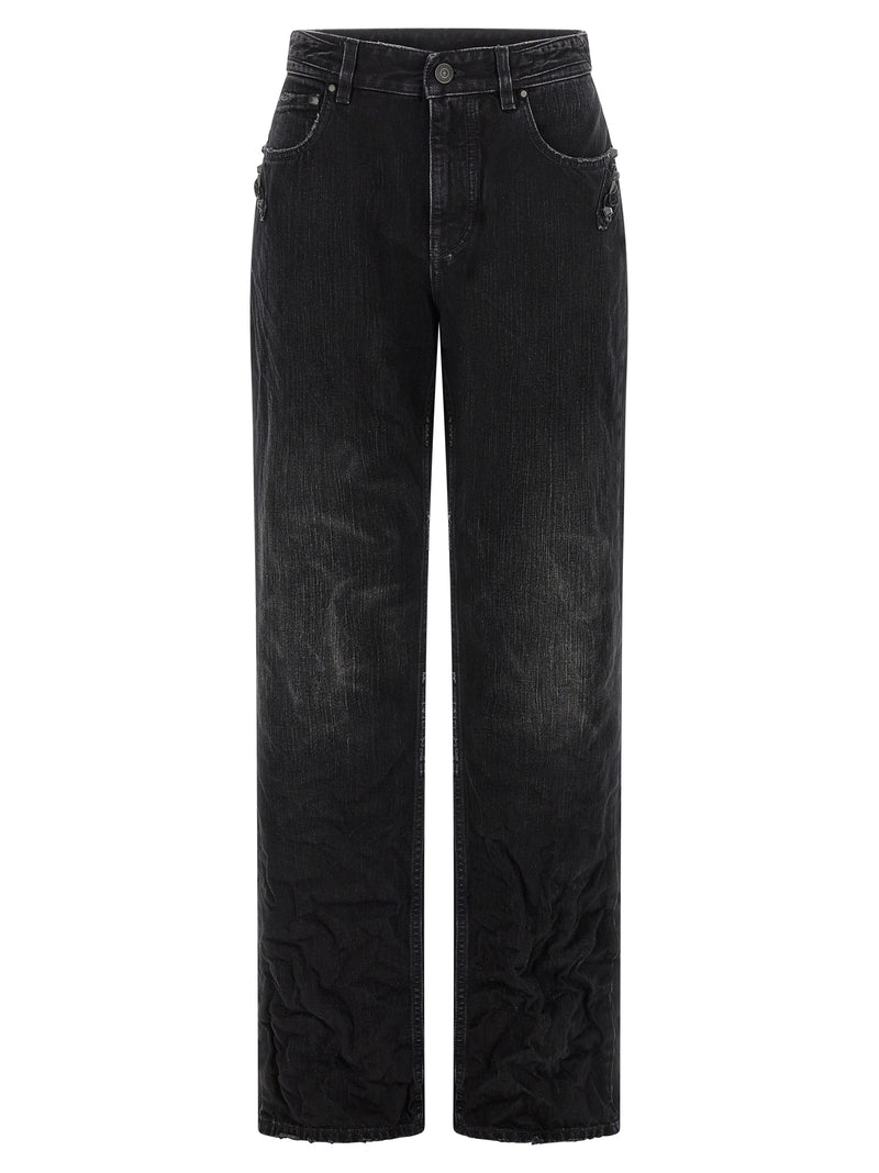 Balenciaga Black Cotton Straight-Leg Jeans