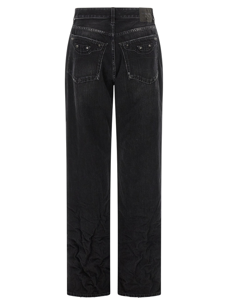 Balenciaga Black Cotton Straight-Leg Jeans