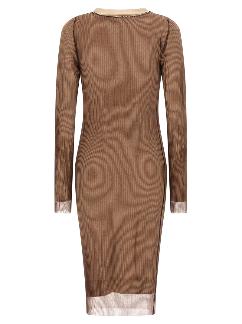 MM6 Maison Margiela Beige Polyamide Midi Dress