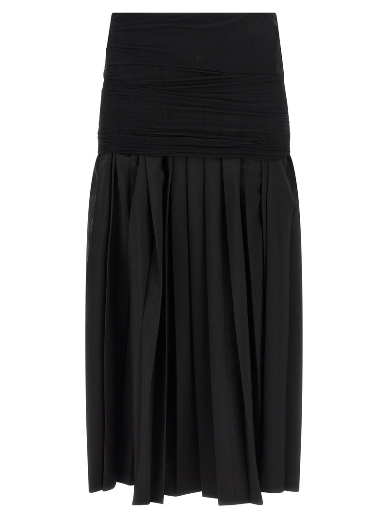 MM6 Maison Margiela Black Polyester Midi Skirt