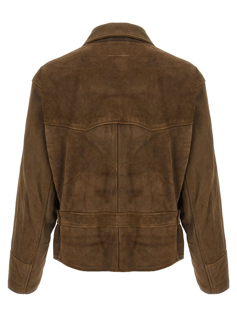 MM6 Maison Margiela Brown Calfskin Leather Jacket