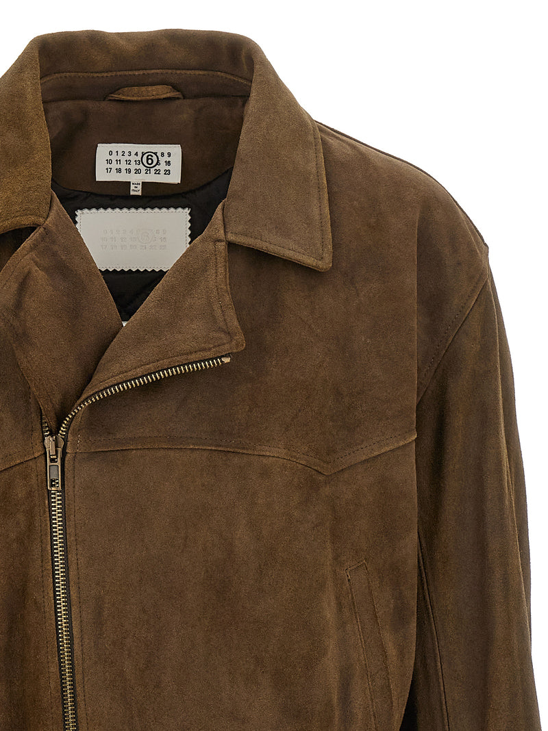 MM6 Maison Margiela Brown Calfskin Leather Jacket