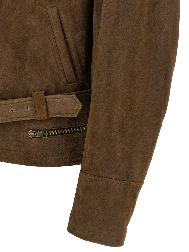 MM6 Maison Margiela Brown Calfskin Leather Jacket