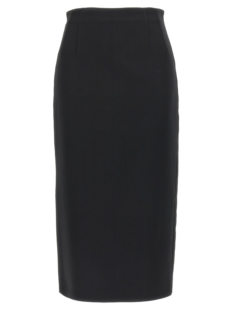Max Mara Black Viscose Midi Skirt