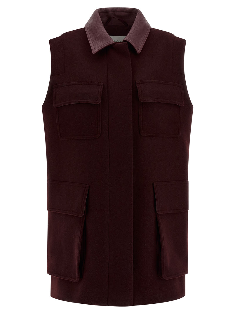 Max Mara Bordeaux Virgin Wool Sleeveless Jacket