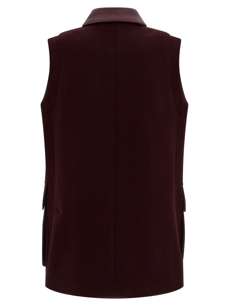 Max Mara Bordeaux Virgin Wool Sleeveless Jacket