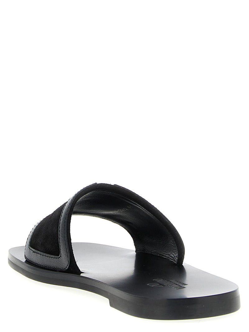 Valentino Garavani Black Calfskin Slides
