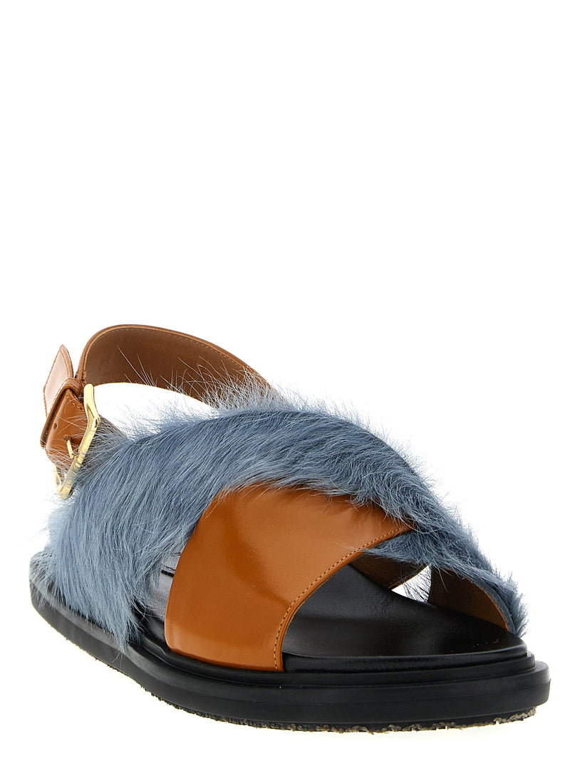 Marni Multicolor Lamb Leather Flat Sandals