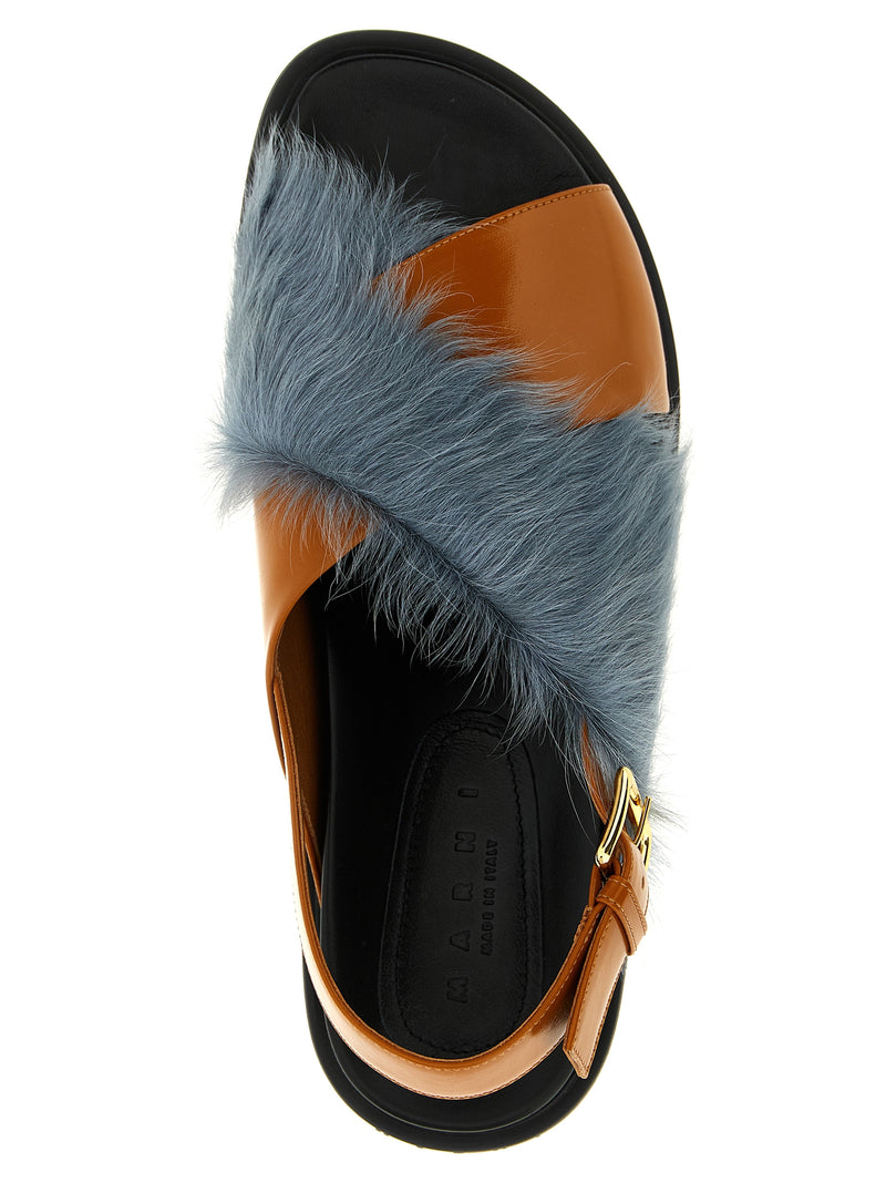 Marni Multicolor Lamb Leather Flat Sandals