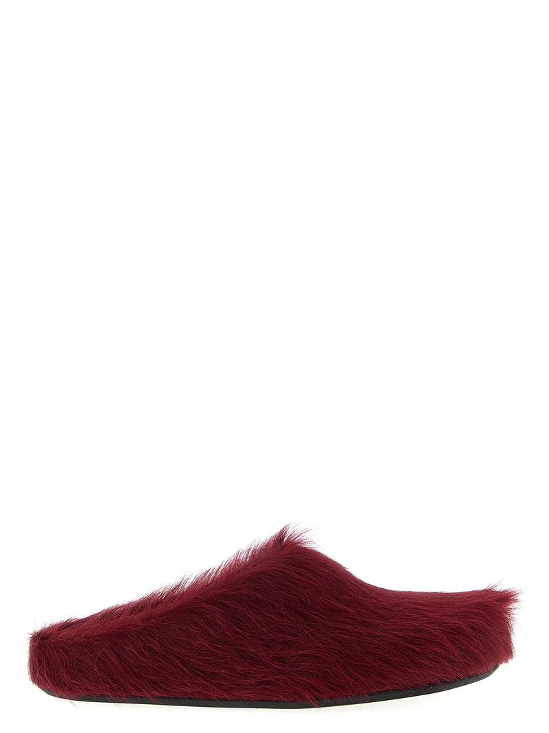 Marni Bordeaux Calfskin Clogs