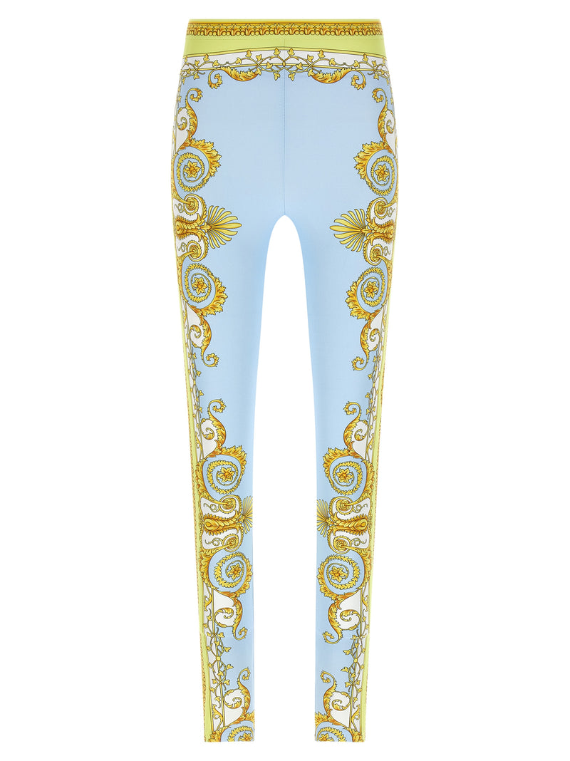 Versace Blue Nylon Leggings
