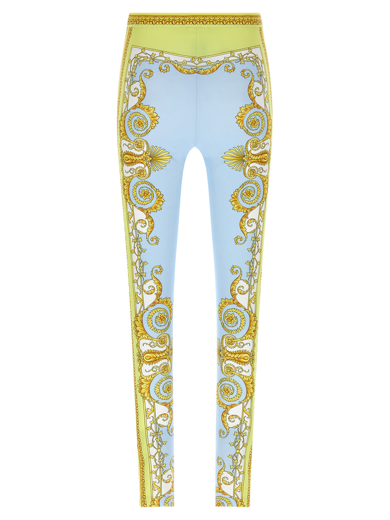 Versace Blue Nylon Leggings