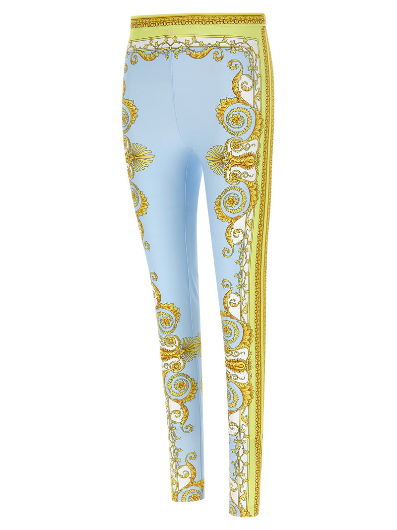 Versace Blue Nylon Leggings