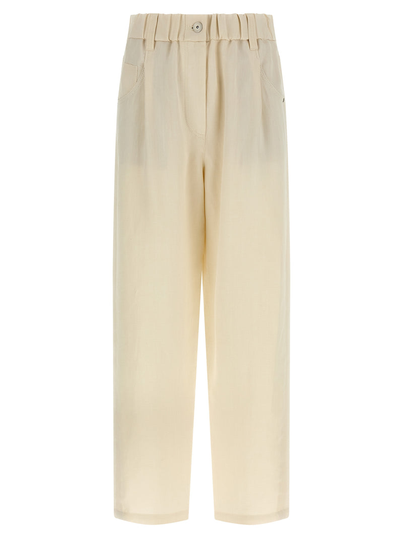 Brunello Cucinelli White Viscose Casual Pants