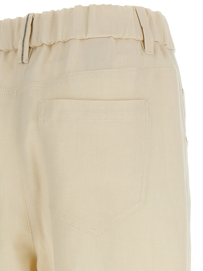 Brunello Cucinelli White Viscose Casual Pants