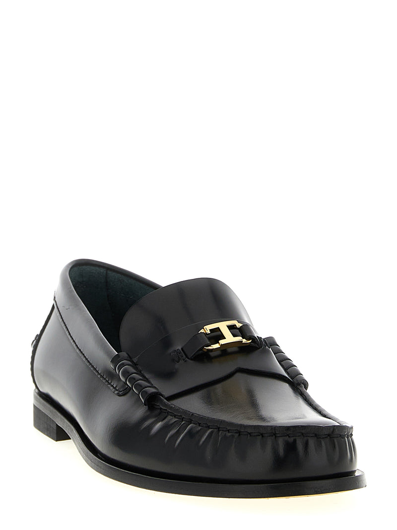 Tod's Black Calfskin Slip-On Loafers