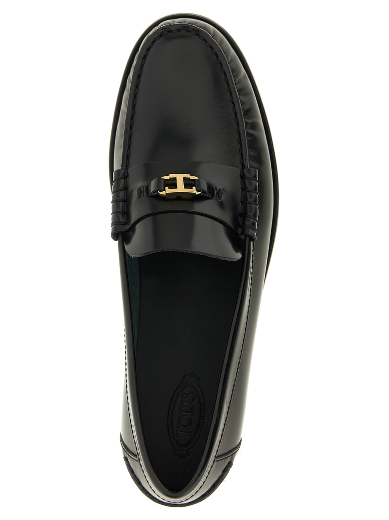 Tod's Black Calfskin Slip-On Loafers